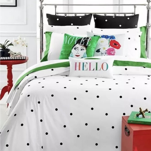 Kate Spade Twin XL Comforter Set Polka Dot with Sham White - Picture 1 of 7